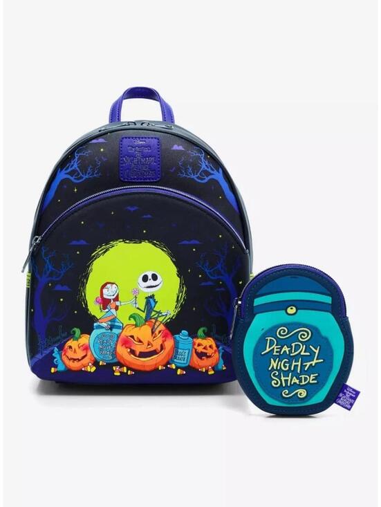 Loungefly Handbags - Loungefly NBC Jack & Sally Pumpkins Mini Backpack/Coin Purse